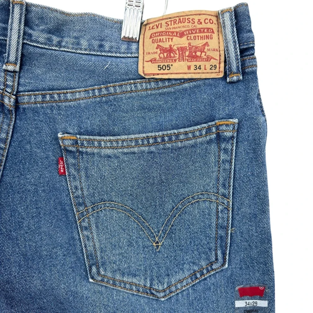 VTG Levis 505 Straight Fit Jeans DEADSTOCK 34x29 Medium Wash Y2K NWT Classic‎